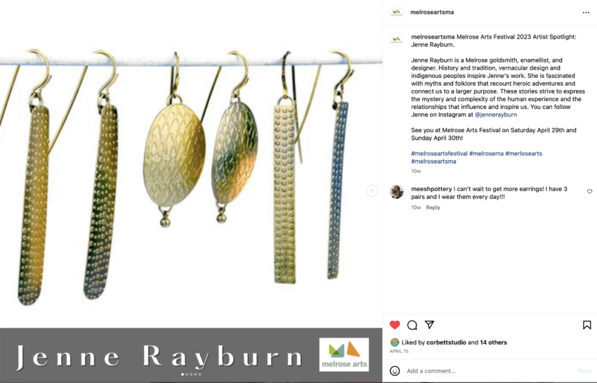 Jenne Rayburn is exhibiting at the Melrose Arts Festival