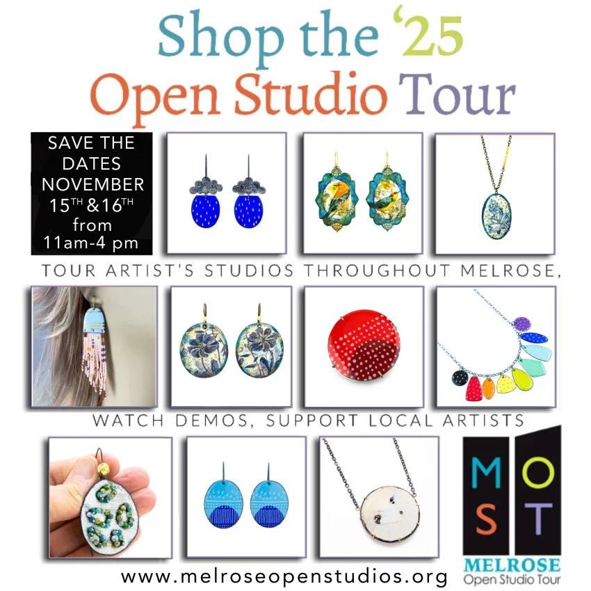 Melrose Open Studios Tour Artist Jenne Rayburn Vitreous Enamel Jewelry
