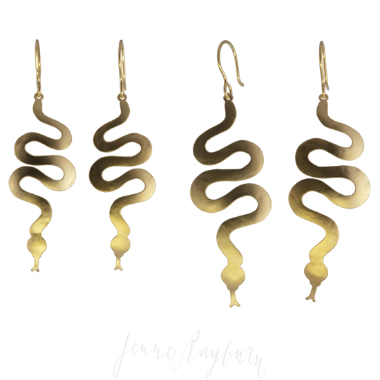 Jenne Rayburn Ark Collection 18k Gold Plated Snake Earrings