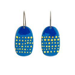 blue enamel gold glyph earrings