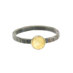 ring-hammered-silver-14K-gold-disc-jenne rayburn