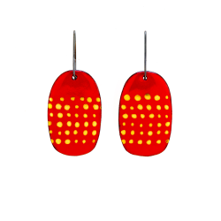 red enamel and gold glyph earrings