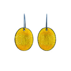 yellow-amber-enamel-oval-earrings-Jenne Rayburn